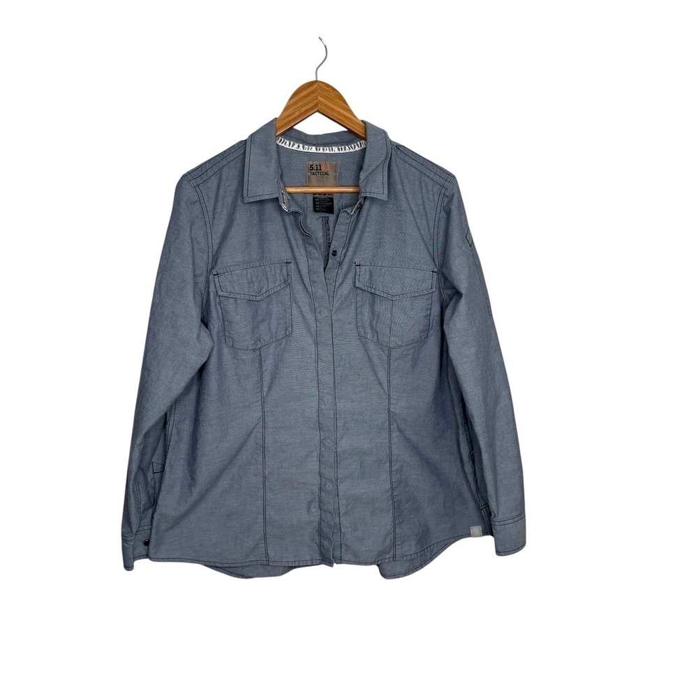 511 Tactical Womens Shirt XL Blue Snap Button Up Long Sleeve Utility